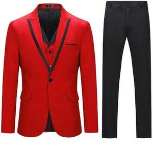 Allthemen Anzug (3 tlg) Herren Elegante Anzüge mit Spitzen Revers