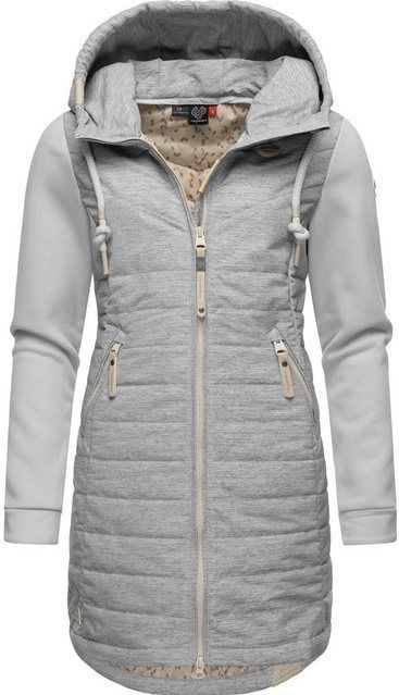 Ragwear Steppmantel Lucinda Long Mantel aus modernem Materialmix mit Kapuze