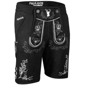 PAULGOS Trachtenhose Herren Jogginghose Design Lederhose Kurz Sweathose Bermuda Shorts JOK3