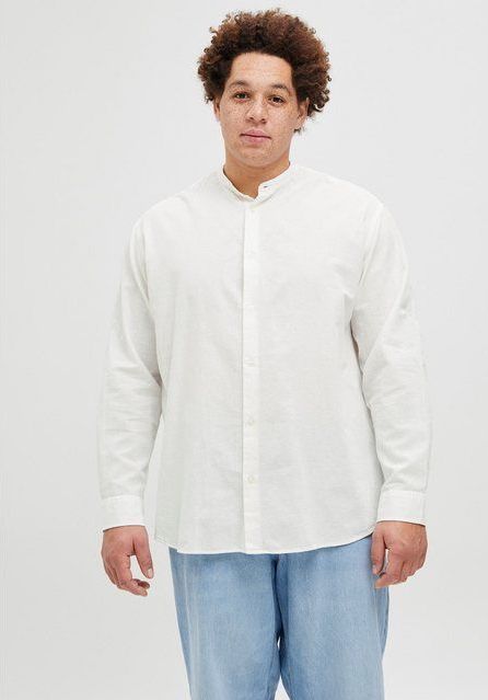 Jack & Jones PlusSize Langarmhemd JJEBREEZE LINEN BLE BAND SHIRT LS SN PLS