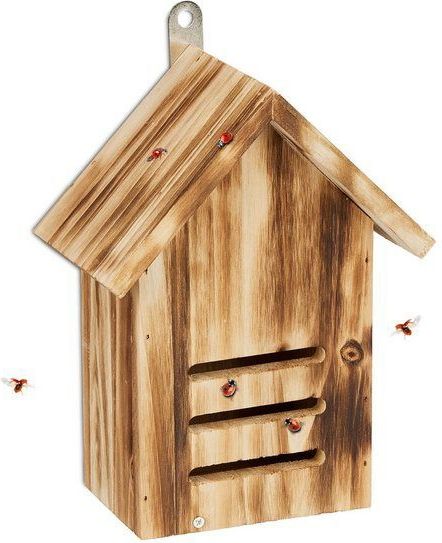 relaxdays Insektenhotel Marienkäferhaus aus Tannenholz geflammt, (1-St)