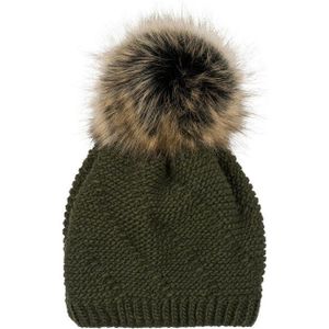 styleBREAKER Bommelmütze Einfarbige Strick Bommelmütze mit Thermo-Fleece (1-St)