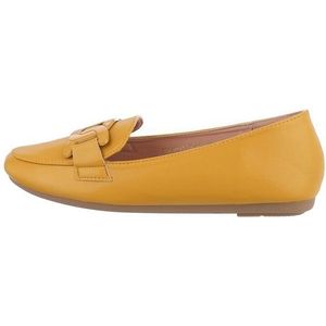 Ital-Design Damen Mokassins Freizeit Slipper (79345377) Blockabsatz Mokassins in Gelb