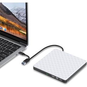 JOYOLEDER Externes DVD Laufwerk, Extern USB 3.0 CD Laufwerk für Laptop Desktop DVD-Player (Duale Schnittstelle, PC MacBook, Externer DVD Brenner, CD/DVD Player Tragbar)