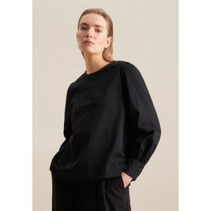 seidensticker Shirtbluse Schwarze Rose Langarm Rundhals Uni