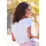 LASCANA Kurzarmshirt mit Frontprint, lockeres T-Shirt mit Vorderseite aus Satin