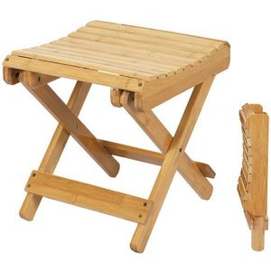Spetebo Hocker Bambus Klapp Sitzhocker eckig naturr - 28 x 28 cm (Anzahl, 1 St., Stück), klappbar