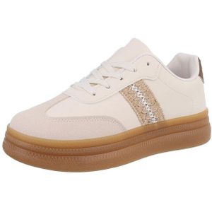 Ital-Design Damen Low-Top Freizeit Sneaker (88577515) Flach Sneakers Low in Beige
