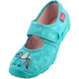 Beck Hausschuh Pegasus Hausschuh (Ballerina-Schuh mit weicher Innensohle, und hochwertiger Stickerei) atmungsaktive Baumwolle, mittlere Passform