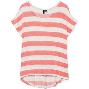 Vero Moda T-Shirt Gestreiftes mit Rundhalsausschnitt und Kurzarm VMWIDE STRIPE SL TOP GA JRS NOOS