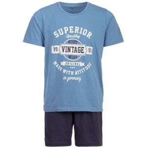 Henry Terre Schlafanzug Pyjama Set Shorty - Vintage Blaue Shorts