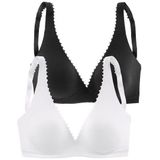 petite fleur Bralette-BH (Packung, 2 Stück) ohne Bügel in High-Apex-Schnittform mit Zierborte, Basic Dessous