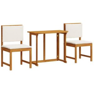 vidaXL Gartentisch 3-teiliges Garten-Bistro-Set mit Kissen aus massiven nholz (3-St)