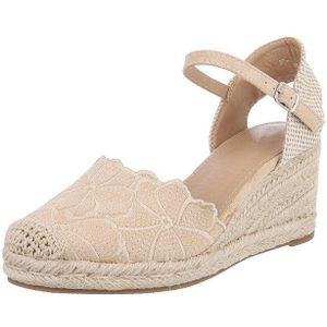 Ital-Design Beige Wedges mit Blumenstickerei – Sommerliche Eleganz Schnürpumps (89372901) Keilabsatz/Wedge Pumps in Beige