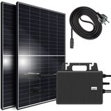 SUNNIVA Balkonkraftwerk Black Frame 900W / 800W Solaranlage, (mit 800W TSUN Micro Wechselrichter WIFI Bluetooth, Inverter upgradebar drosselbar, 2x450W Solarmodule, 5m Kabel, steckerfertige Solaranlage mit Solarkabel, Inverter, PV), Photovoltaikanlage Balkon Mini-PV Anlage, Solarpanel