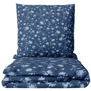 Leonado Vicenti Bettwäsche 135x200 cm warm und kuschelig, Fleece, 4 teilig, Geblümt in Blau Weiß, Blumen Design