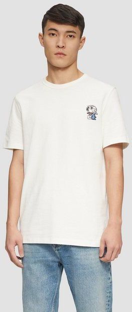 s.Oliver Kurzarmshirt Baumwoll-T-Shirt mit Peanuts®-Stickerei Artwork