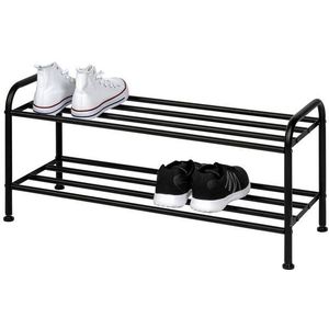 eluno Schuhregal für ca. 8 Paar Schuhe, 2 Ablagen, schwarz