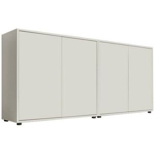 BMG Möbel Sideboard Mailand Set 2 (Schuhschrank Kommode Anrichte Aktenschrank), Türen in Hochglanz lackiert oder Matt Weiss