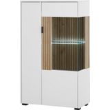 INOSIGN Vitrine Hudson, Stauraumvitrine, Standvitrine in moderner Trendfarbe, Griffe aus Metall (Schwarz), Höhe 125 cm