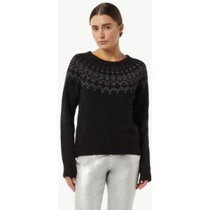 Comma Langarmshirt Strickpullover mit Norwegermuster Artwork