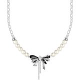 THOMAS SABO Kette mit Anhänger Schleifen-Kette mit Perlen Lovely Romance, KE2295-167-11-L45V, mit Zirkonia (synth) - mit Süßwasserzuchtperle