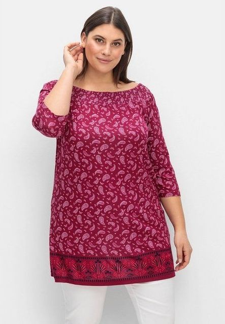Sheego 3/4-Arm-Shirt Große Größen mit Paisleyprint und Bordürendruck
