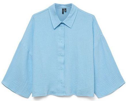Vero Moda Blusenshirt 3/4 Arm Strukturierter Stoff mit Kragen und Knopfleiste VMNATALI CROP SHIRT WVN GA NOOS