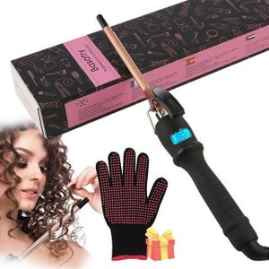 oyajia Lockenstab Lockenstab 9mm mit LCD, 80–210°C, Keramik, kühle Spitze, 360° Kabel, Keramik-Turmalin-Beschichtung, Keramikbeschichtung, kühle Spitze, 360°-Drehkabel