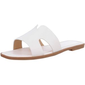 Ital-Design Komfortable Sandalen für Alltag und Freizeit Pantolette (89322890) Blockabsatz Pantoletten in Weiß