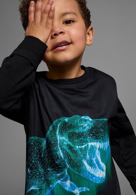 KIDSWORLD Langarmshirt GREEN DINO langärmlig, mit trendigem Druck, Rundhalsausschnitt, aus Baumwolle