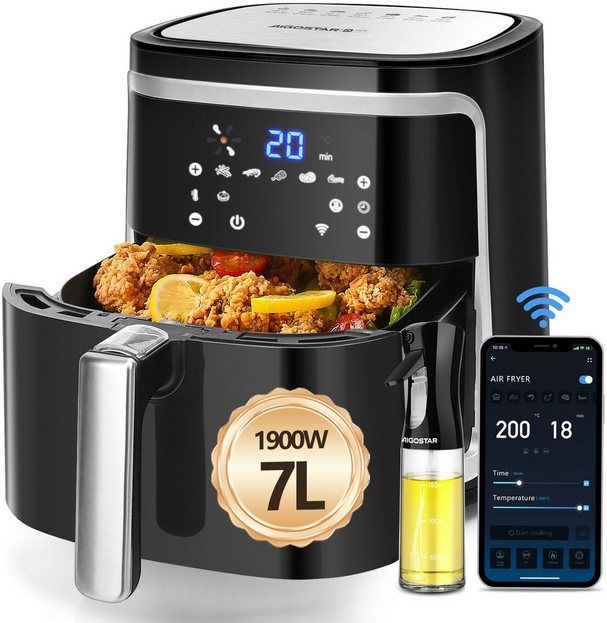 Aigostar Heißluftfritteuse Intelligente WLAN, 7L, LED-Touchscreen, 7 Programme, 20 Rezepte, DIY-Menü, 1900,00 W, 7 Programme, 20 Rezepte pdf, DIY-Menü