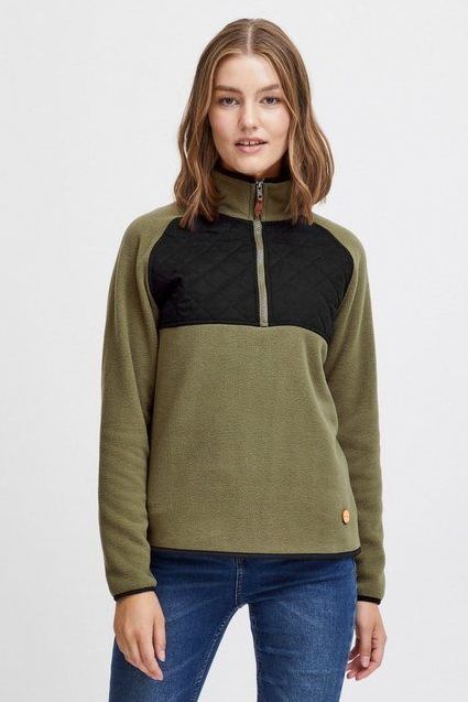 OXMO Sweatshirt OXMalita Fleece Troyer mit Stepp-Detail