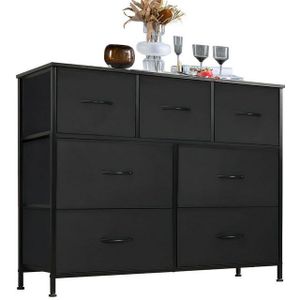 Refined Living Kommode Schubkastenkommode mit 2/4/5 /7/8/9 Schubladen stabilem Stahlrahmen (Kommode mit 7 Schubladen aus Stoff Schubladenschrank, Aufbewahrungsschrank Hoch Holztop Komodenschrank Sideboard Möbel), für Schlafzimmer Wohnzimmer Flur Kinderzimmer 100 x 30 x 77CM (LxBxT)