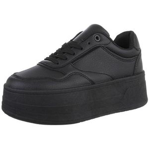 Ital-Design Damen Low-Top Freizeit Sneaker (88828690) Keilabsatz/Wedge Sneakers Low in Schwarz