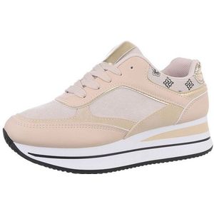Ital-Design Damen Low-Top Freizeit Sneaker (86188172) Keilabsatz/Wedge Sneakers Low in Beige