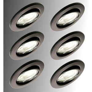 TRANGO LED Einbauleuchte, 6er Set 6729-065M6KSD LED Einbaustrahler Schwarz matt Rund inkl. 6x 5 Watt 6000K Tageslichtweiß - 3 Stufen dimmbar Ultra Flach LED Modul, Deckenspot, Einbauspot, Deckenleuchte, Downlight