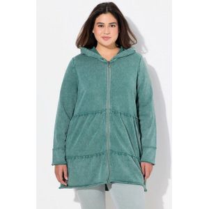 Ulla Popken Sweatjacke Long-Hoodiejacke Vintage-Look A-Linie Kapuze