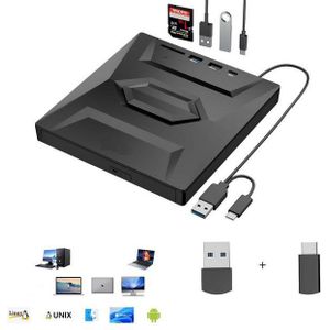 DOPWii Externe CD DVD Laufwerk,USB 3.0,Typ-C,SD/TF Kartenleser,USB Anschlüsse DVD-Brenner