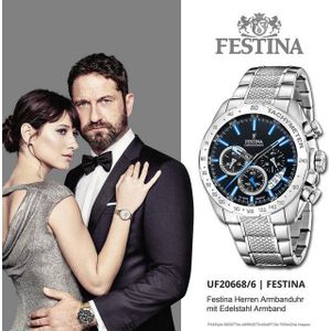 Festina Chronograph Festina Herrenuhr Timeless Chronograph, (Chronograph), Herrenuhr Edelstahlarmband silber, rund, groß (ca. 45mm)