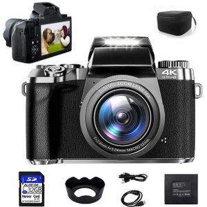 Fine Life Pro Digitalkamera 4K, 64MP Fotokamera mit 4.0" Touchscreen, Kompaktkamera (inkl. 16X Digitalzoom Kompaktkamera mit WiFi Funktion, mit Kameratasche, Haube, 32GB TF-Karte)