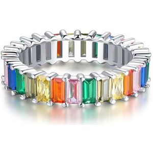 Lisandra Scott Silberring 18K Rainbow Baguette Ring 925 Sterling Silber mit Regenbogen Steinen
