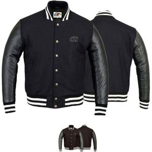 German Wear Collegejacke CJ002 Collegejacke Blouson Wolljacke mit Lederärmel