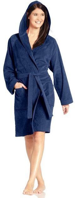 Vossen Unisex-Bademantel Texas, ideal für Sauna & Spa, Hotelbademantel, Morgenmantel, Kurzform, Webvelours, Kapuze, Gürtel, für Damen & Herren