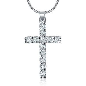 NAHLE Kette mit Anhänger Kreuz Silberkette Kreuz Kette (inklusive Schmuckbox), 925 Silber Anhänger - rhodiniert