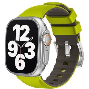 Wigento Smartwatch-Armband Für Apple Watch SE 2023 44mm Two Color Silikon Sport Arm Band Hellgrün, Ersatz Austausch Silikon Sport Armband