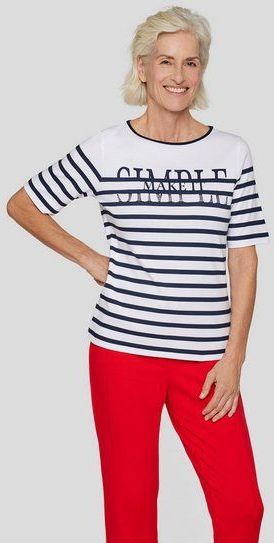 Rabe Rundhalsshirt im Streifen-Design und mit Letter-Print
