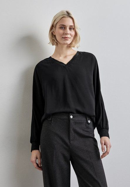 STREET ONE Langarmbluse aus reiner Viskose - mit Glitzer-Details