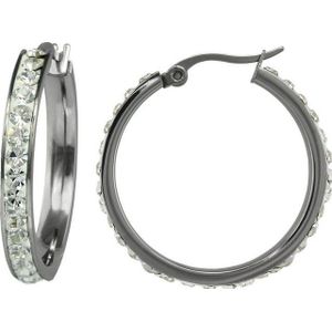 Amello Paar Creolen Amello Ohrringe Edelstahl Creolen 30mm (Creolen), Damen Creolen aus Edelstahl (Stainless Steel), silberfarben, weiß