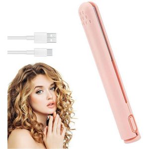 RWEUOQ Glätteisen Tragbarer Mini-Lockenstab 2-in-1 15 mm 3D-Schwimmpaneel USB-Aufladung, Kompakt, tragbar, mit USB-Aufladung und schnellem Aufheizen., 3D-Schwimmpaneel, für alle Haartypen, schützt vor Haarschäden.